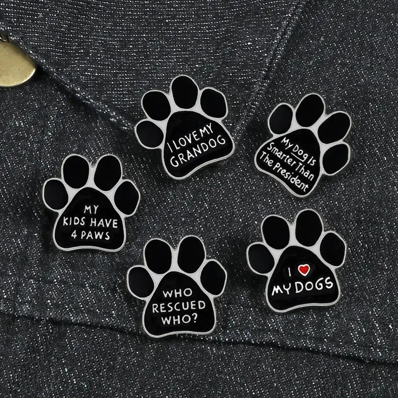 Cartoon Style Pin Letter Paw Print Alloy Enamel Unisex Brooches