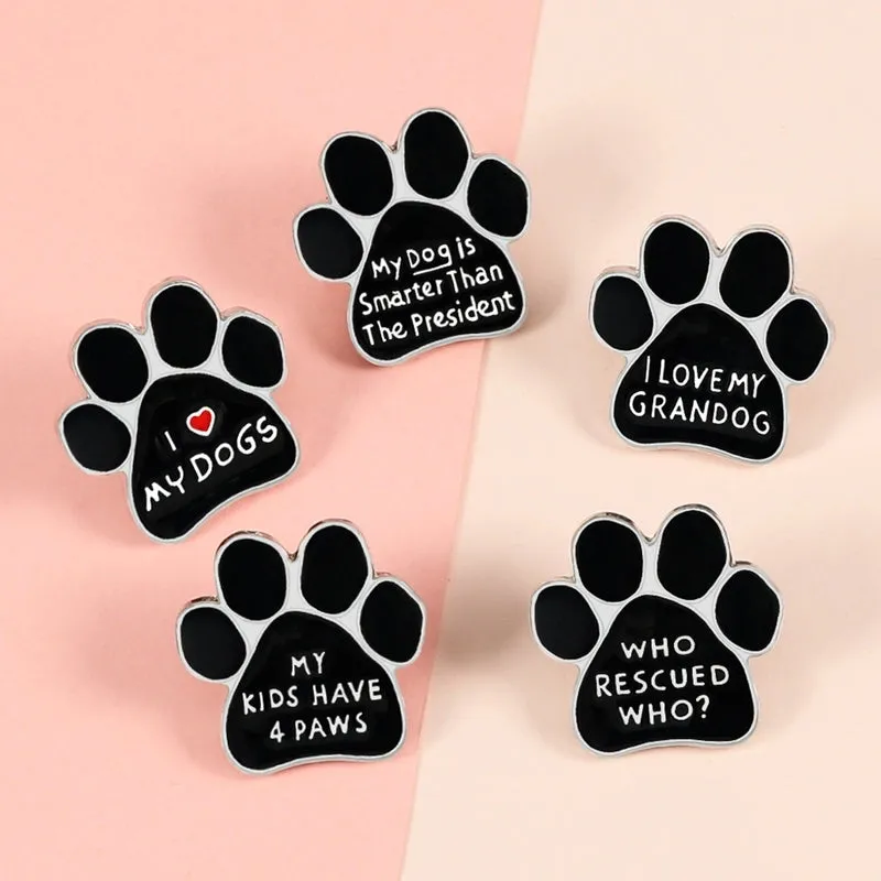 Cartoon Style Pin Letter Paw Print Alloy Enamel Unisex Brooches