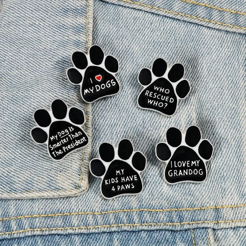 Cartoon Style Pin Letter Paw Print Alloy Enamel Unisex Brooches