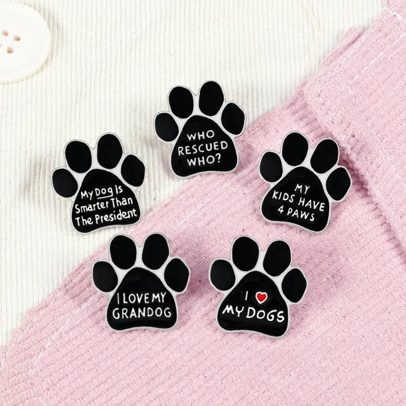 Cartoon Style Pin Letter Paw Print Alloy Enamel Unisex Brooches