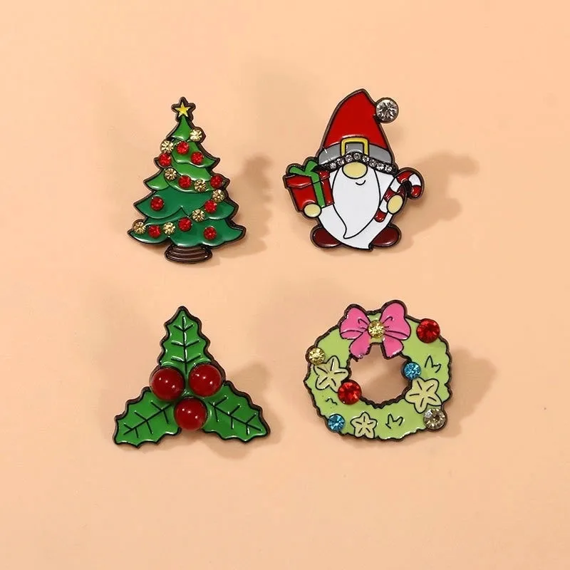 Casual Elegant Pin Christmas Tree Santa Claus Flower Zinc Alloy Enamel Unisex Brooches