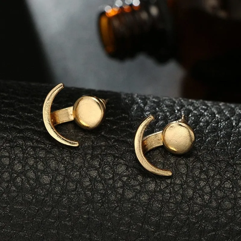 Celestial Full Moon & Moon Crescent Earrings