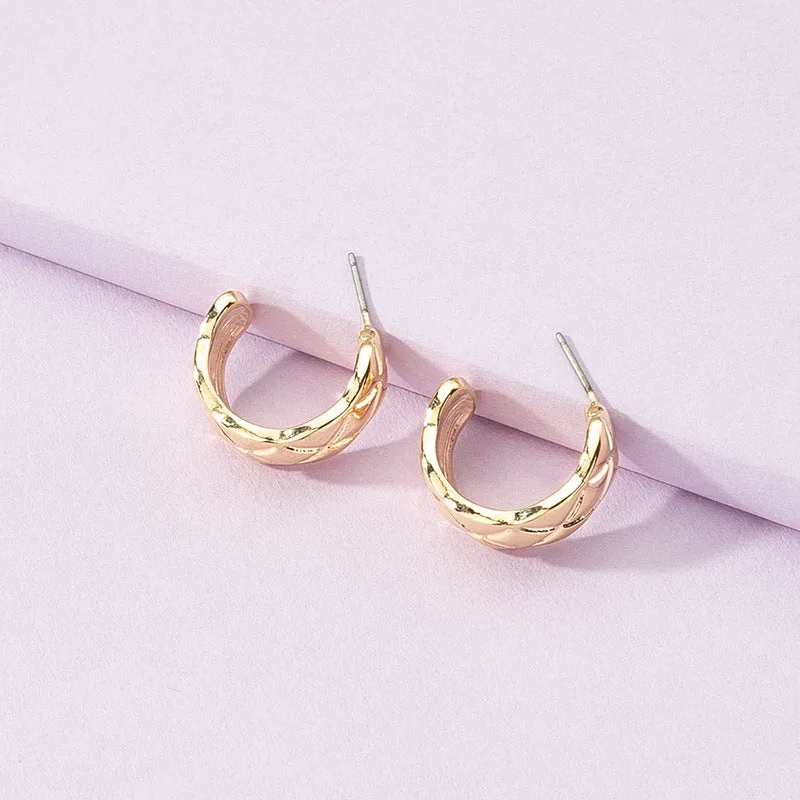 Chic C-Shaped Minimalist Earrings in Vintage Metal Finish