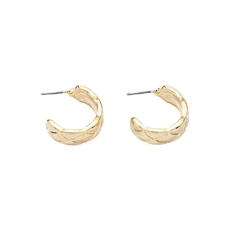 Chic C-Shaped Minimalist Earrings in Vintage Metal Finish