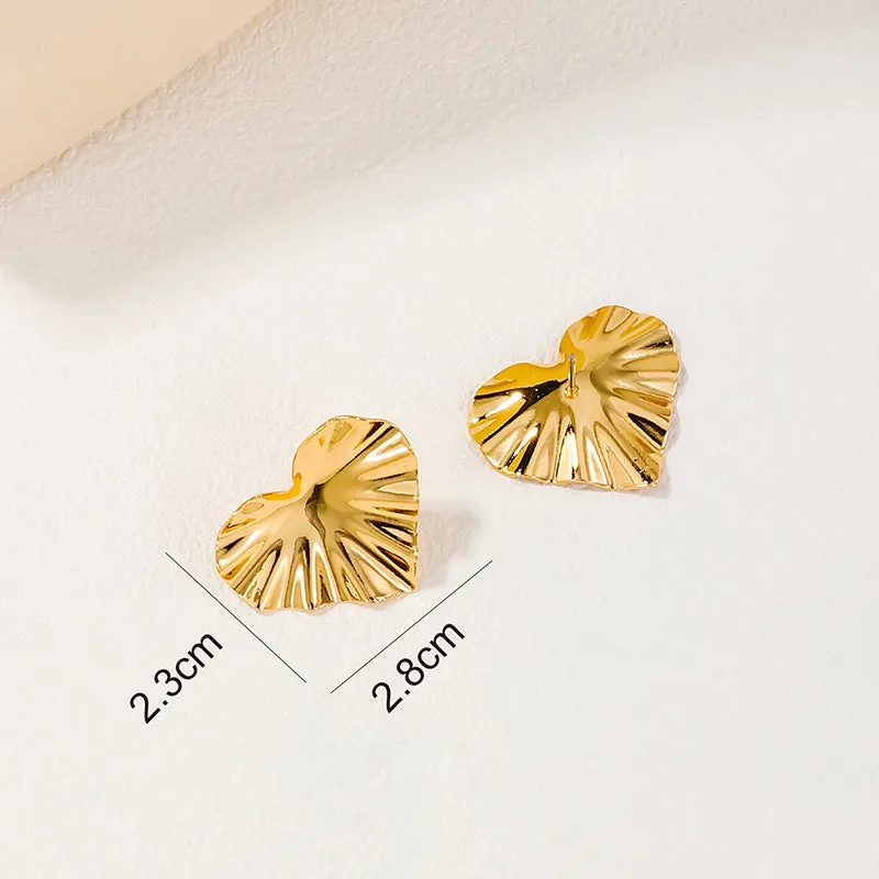 Chic Metal Love Pleats Stud Earrings - Vienna Verve Collection