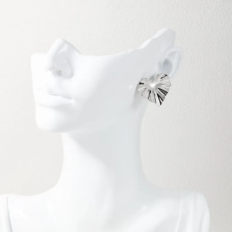 Chic Metal Love Pleats Stud Earrings - Vienna Verve Collection