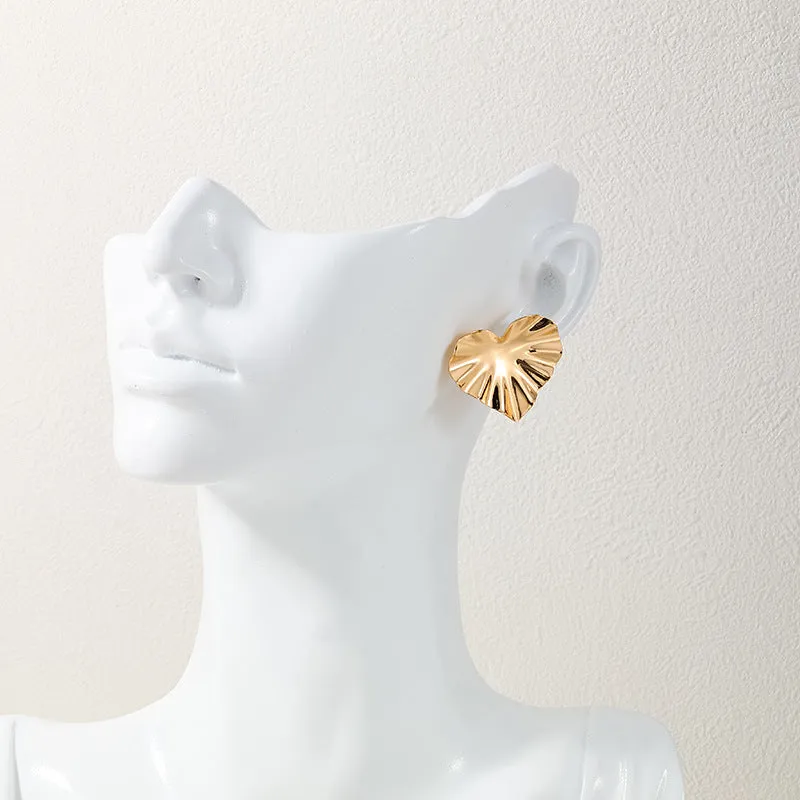 Chic Metal Love Pleats Stud Earrings - Vienna Verve Collection