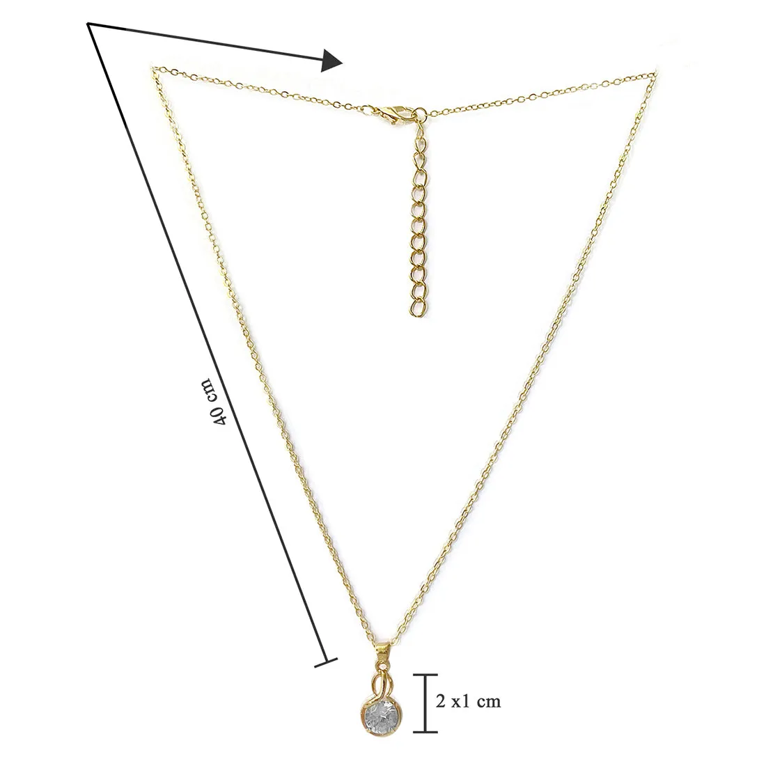 Circular Diamante Drop Gold-Toned Mini Pendant Necklace