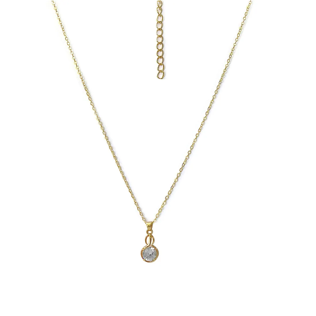 Circular Diamante Drop Gold-Toned Mini Pendant Necklace