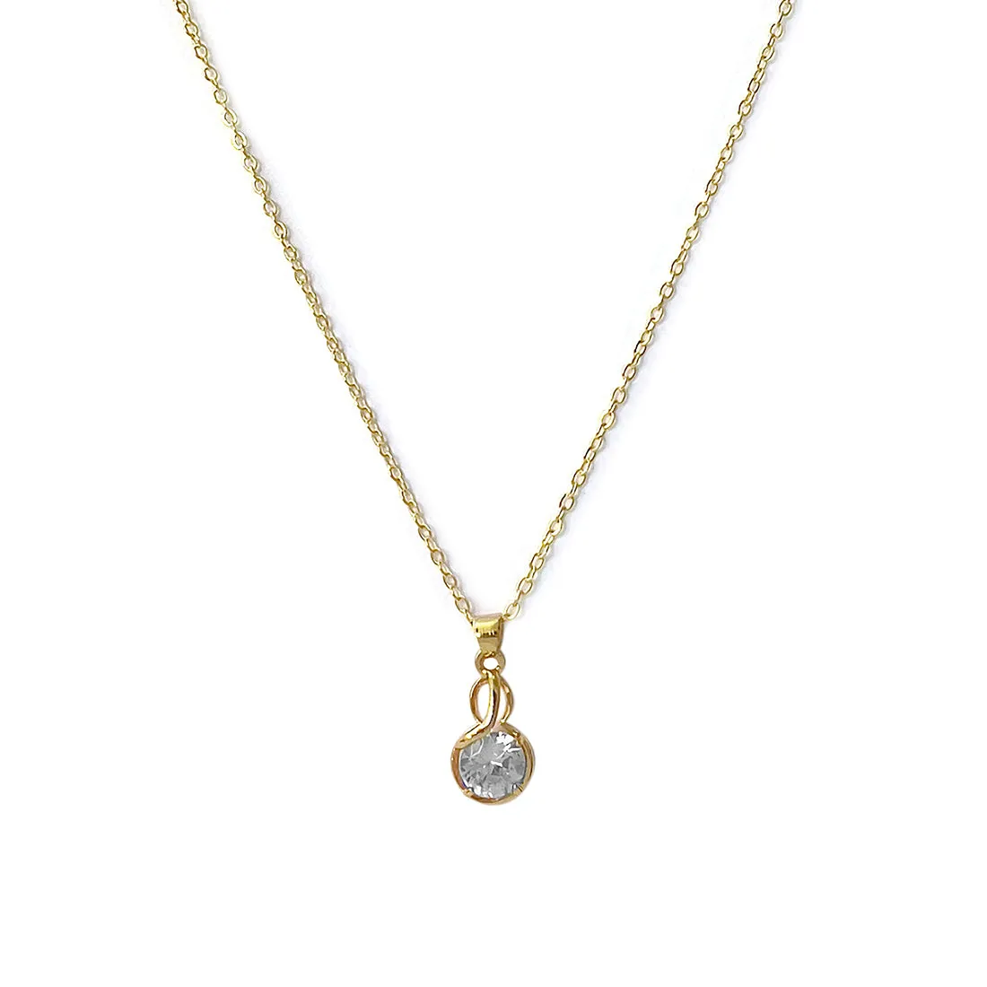 Circular Diamante Drop Gold-Toned Mini Pendant Necklace