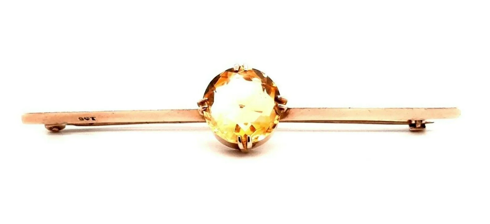 Citrine 9ct Yellow Gold Bar Brooch