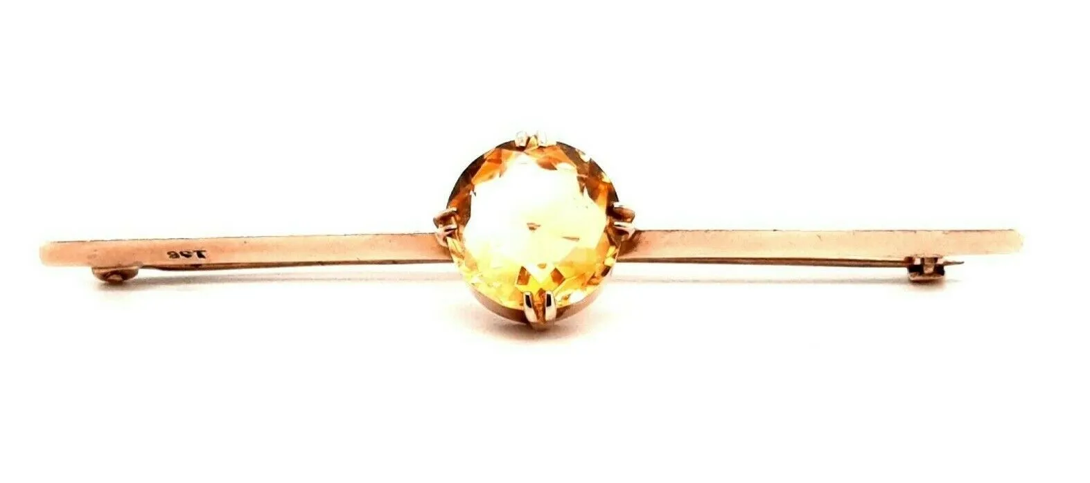 Citrine 9ct Yellow Gold Bar Brooch