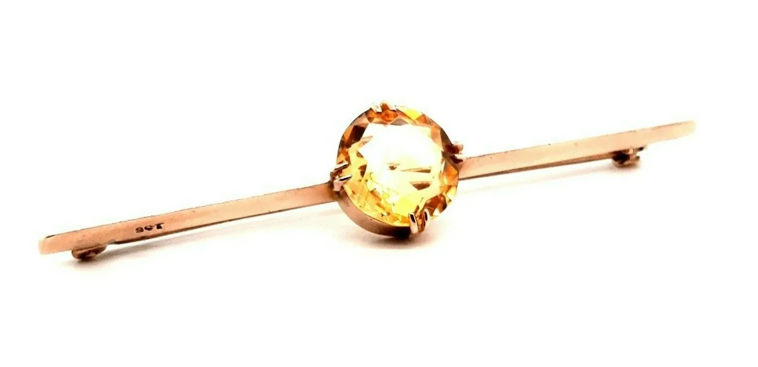 Citrine 9ct Yellow Gold Bar Brooch