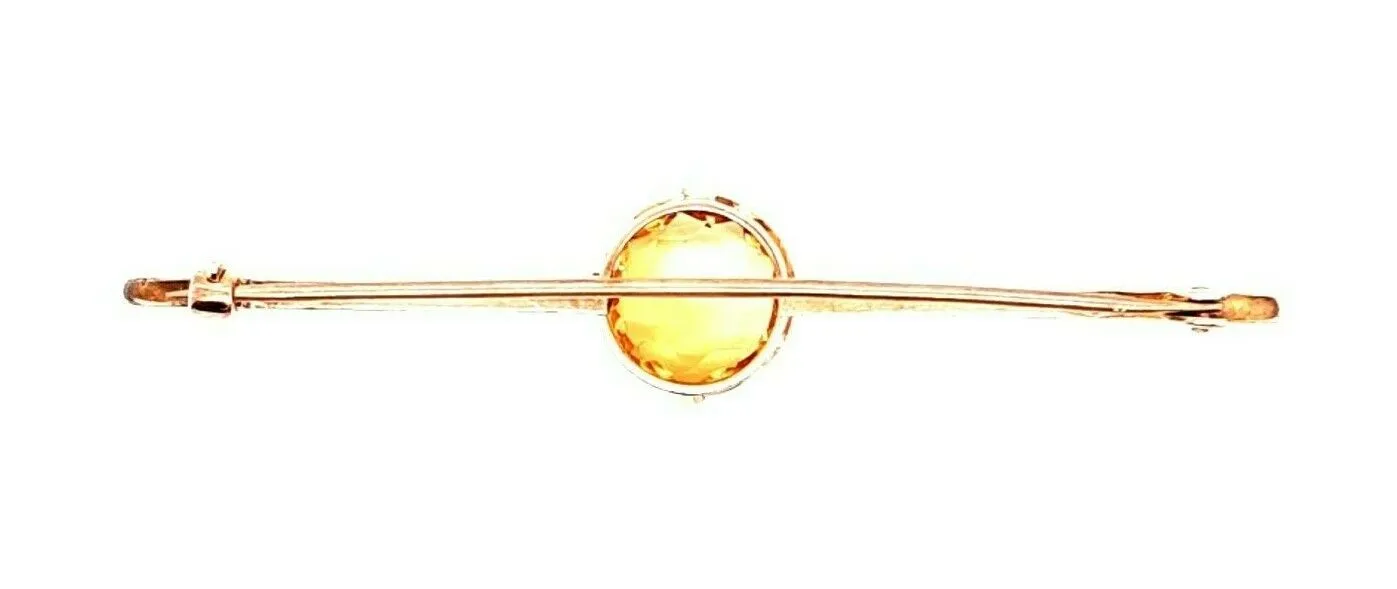 Citrine 9ct Yellow Gold Bar Brooch