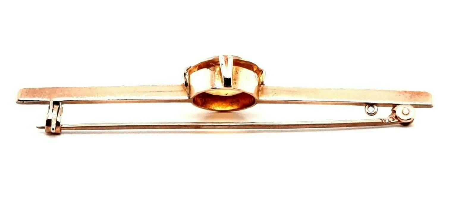 Citrine 9ct Yellow Gold Bar Brooch