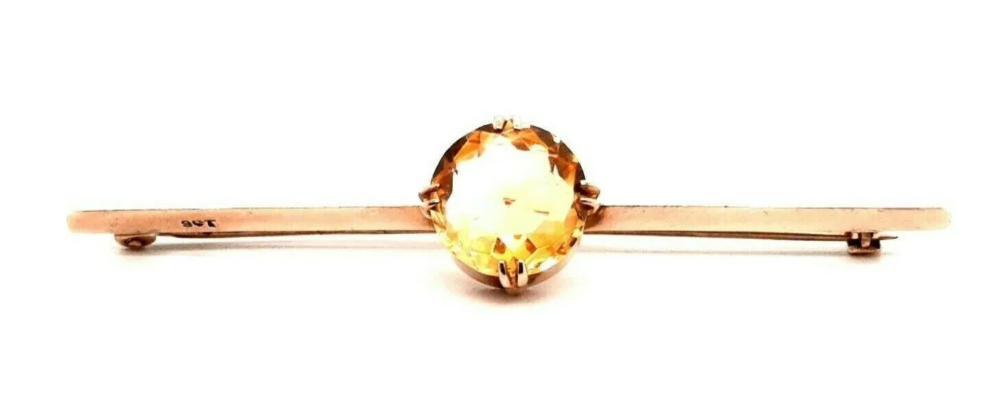 Citrine 9ct Yellow Gold Bar Brooch