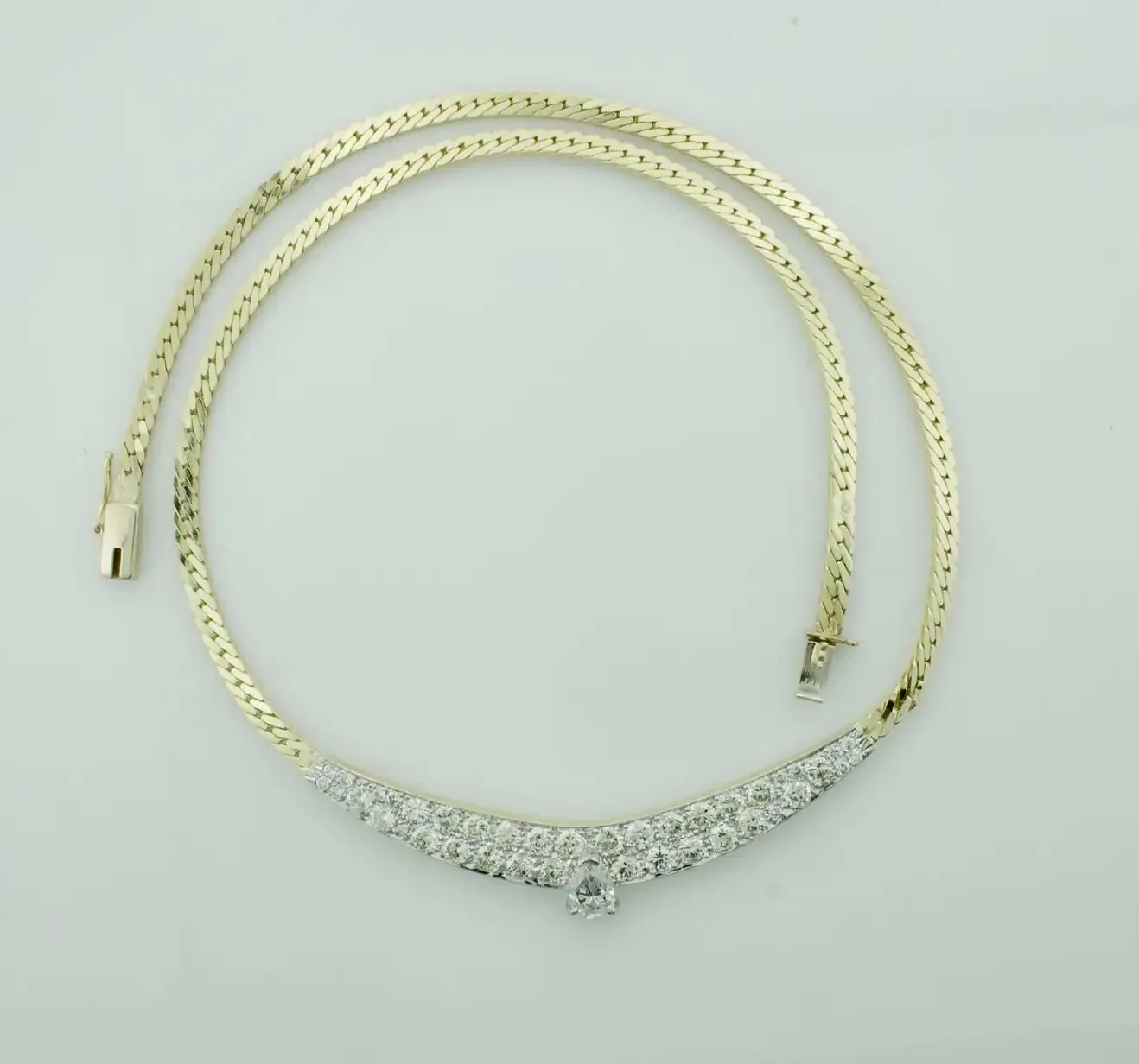 Classic Diamond Necklace in White and Yellow Gold Circa 1960's