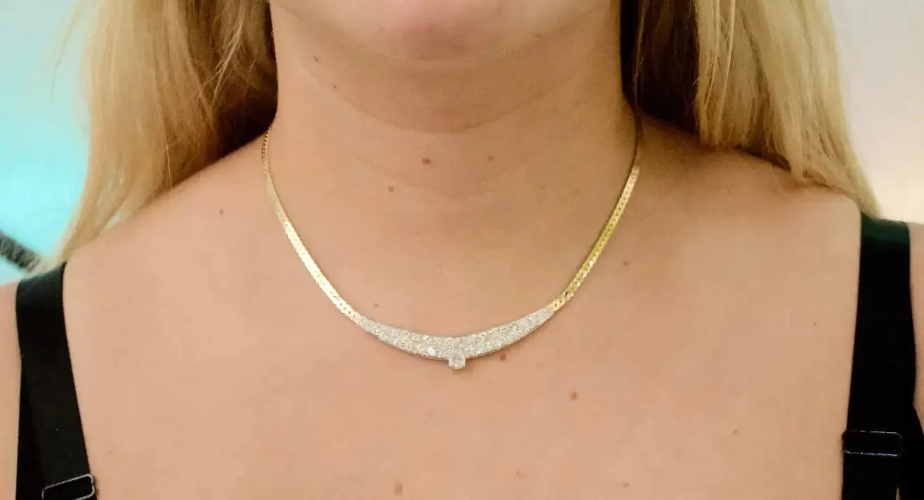 Classic Diamond Necklace in White and Yellow Gold Circa 1960's