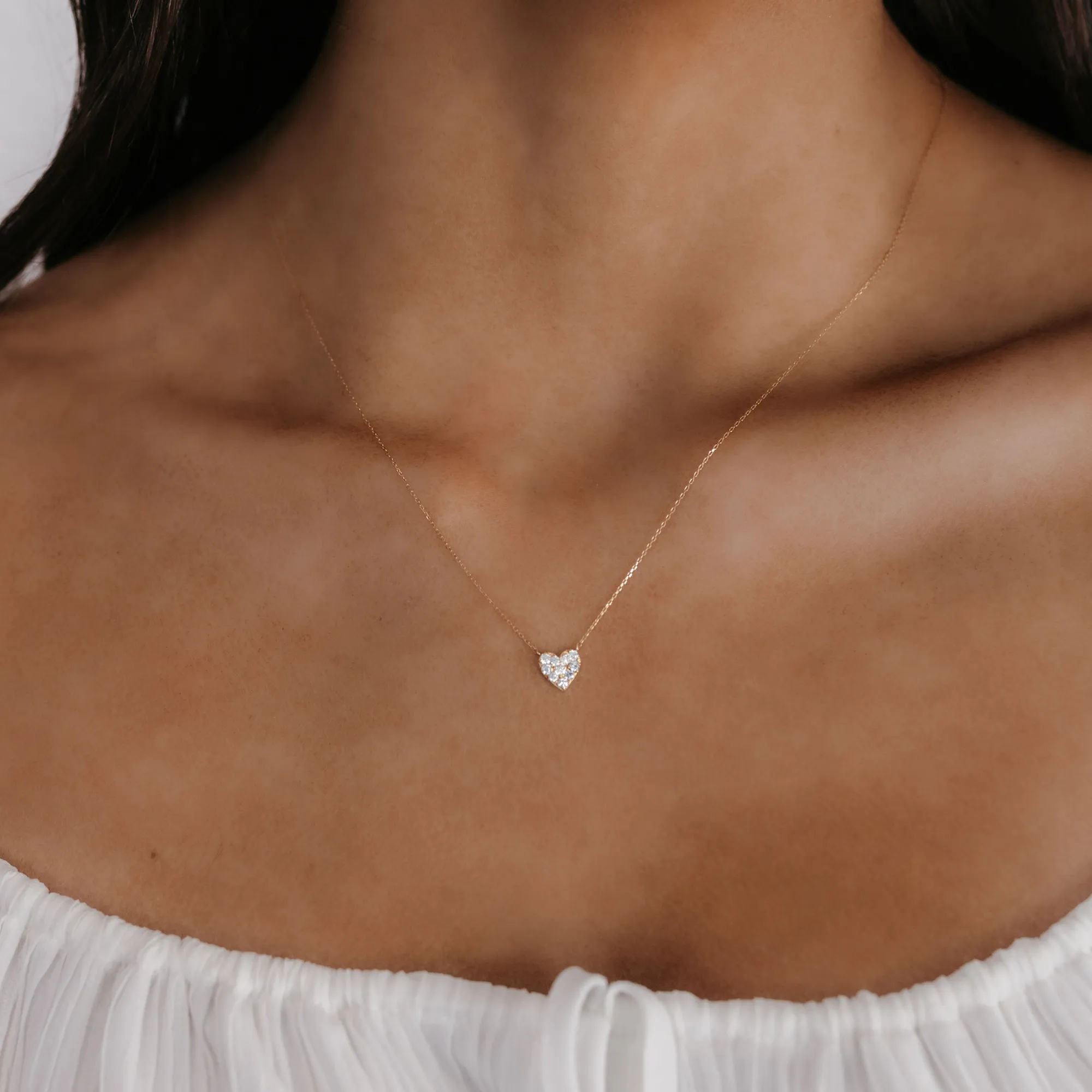 Classic Pave Diamond Heart Necklace