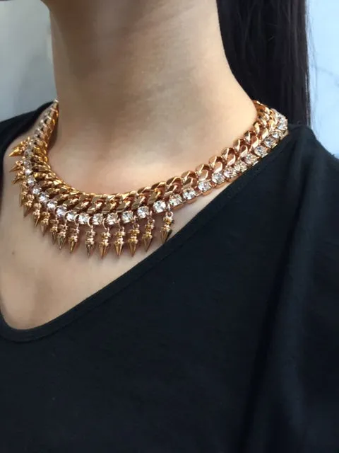 Classic Spike Necklace, Rosegold