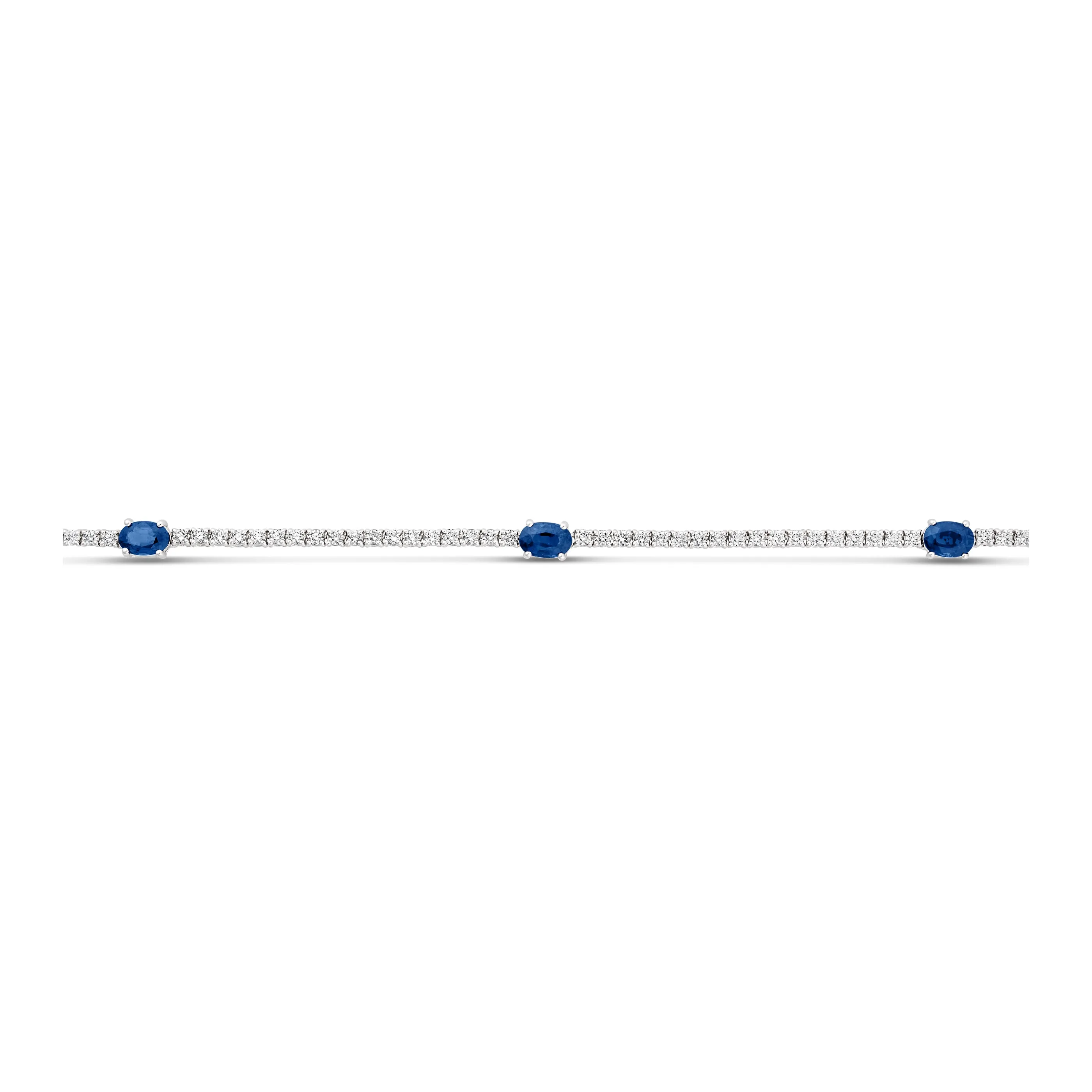 Classic Tennis Necklace with Sapphire Gemstones | White Gold