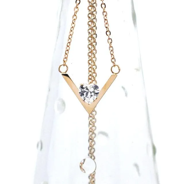 Classic V Rose Gold-Colored Short Necklaces