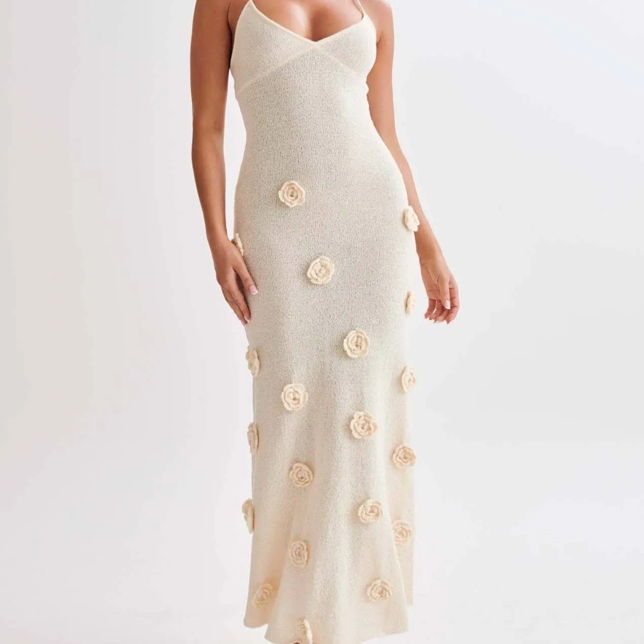 Cori Crochet With Flower Detailed Maxi Dress