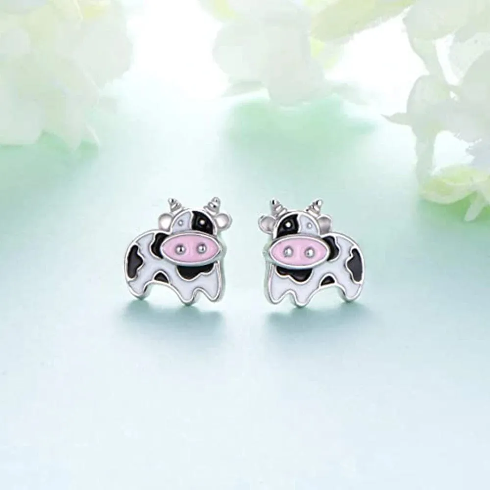 Cow Earrings Black and White Push Back Adorable!