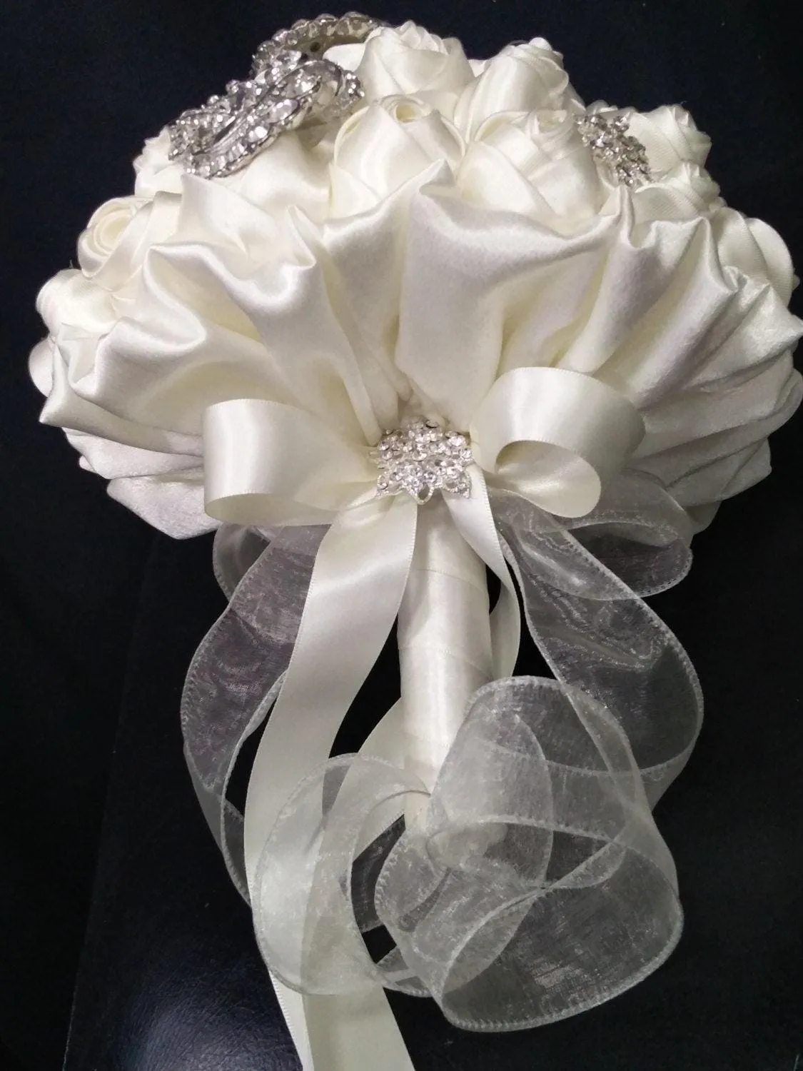 Crystal and pearl brooch bouquet with pearl & rhinestone drape by Crystal wedding uk