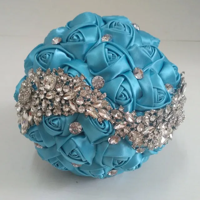 Crystal Jewelry Adorned Wedding Ribbon Bouquet