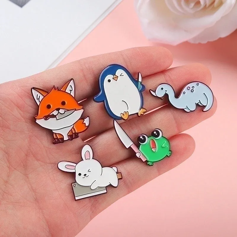 Cute Animal Cartoon Plant Alloy Stoving Varnish Plating Unisex Brooches