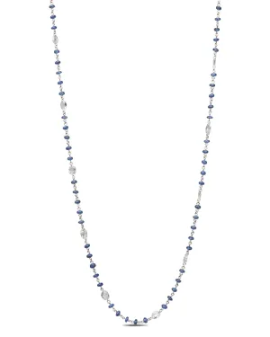 Diamond and Blue Beaded Necklace