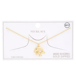 Double Dolphin Charm Gold Dipped Necklace