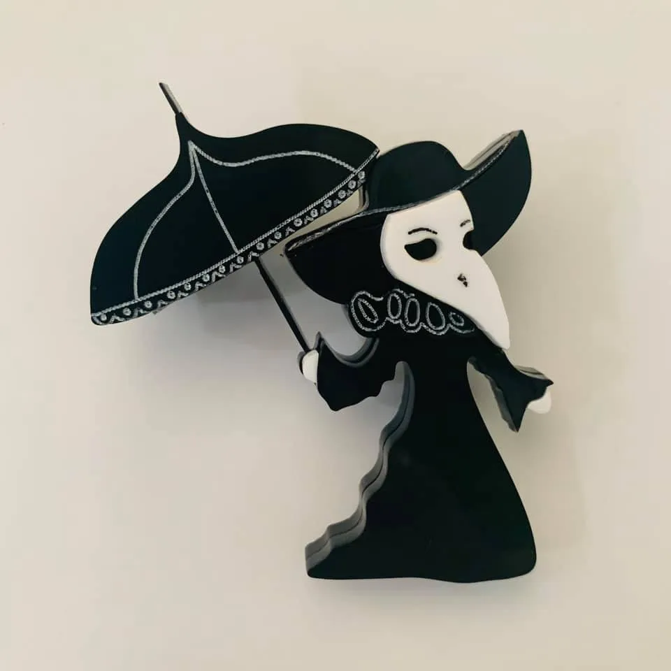 Elegant female plague doctor - Brooch - Set of 4