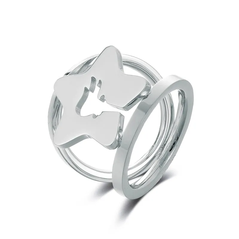 Elegant Pentagram 304 Stainless Steel Women's Scarf Ring 1 Piece