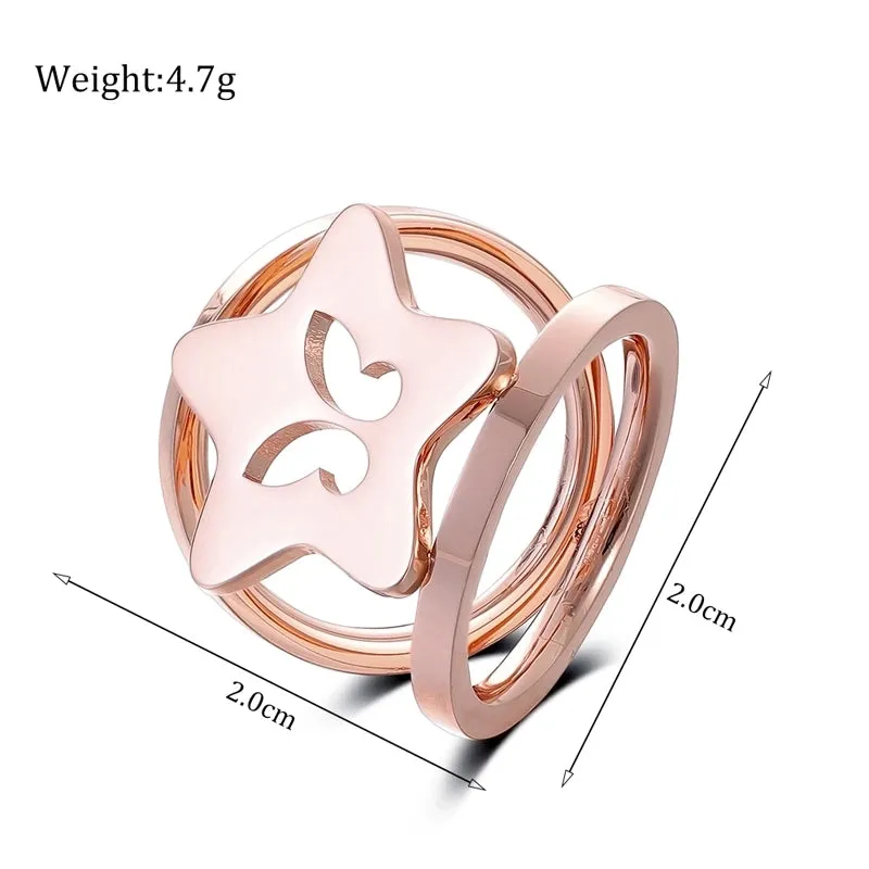 Elegant Pentagram 304 Stainless Steel Women's Scarf Ring 1 Piece