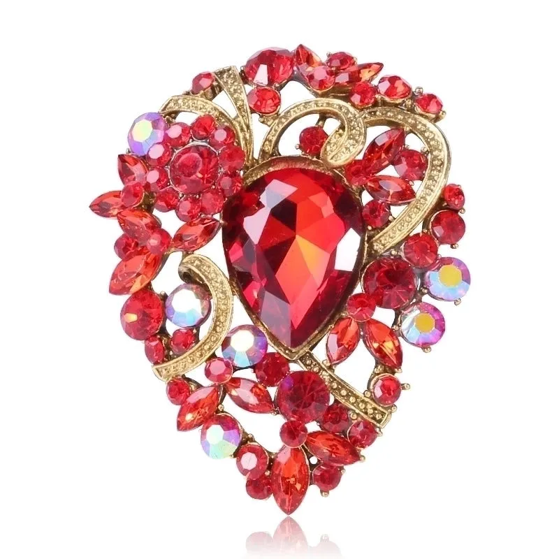 Elegant Pin Water Droplets Alloy Inlay Rhinestones Women's Brooches