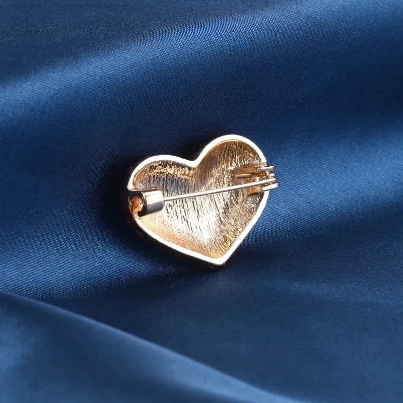 Elegant Shiny Pin Heart Shape Alloy Inlay Rhinestones Women's Brooches