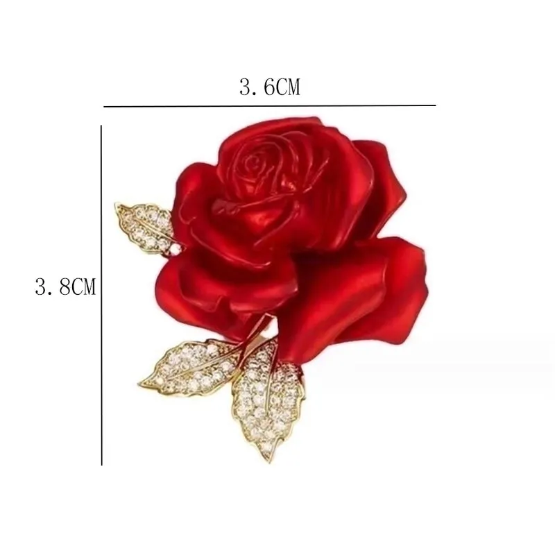 Elegant Shiny Rose Alloy Spray Paint Inlay Artificial Rhinestones Women's Brooches