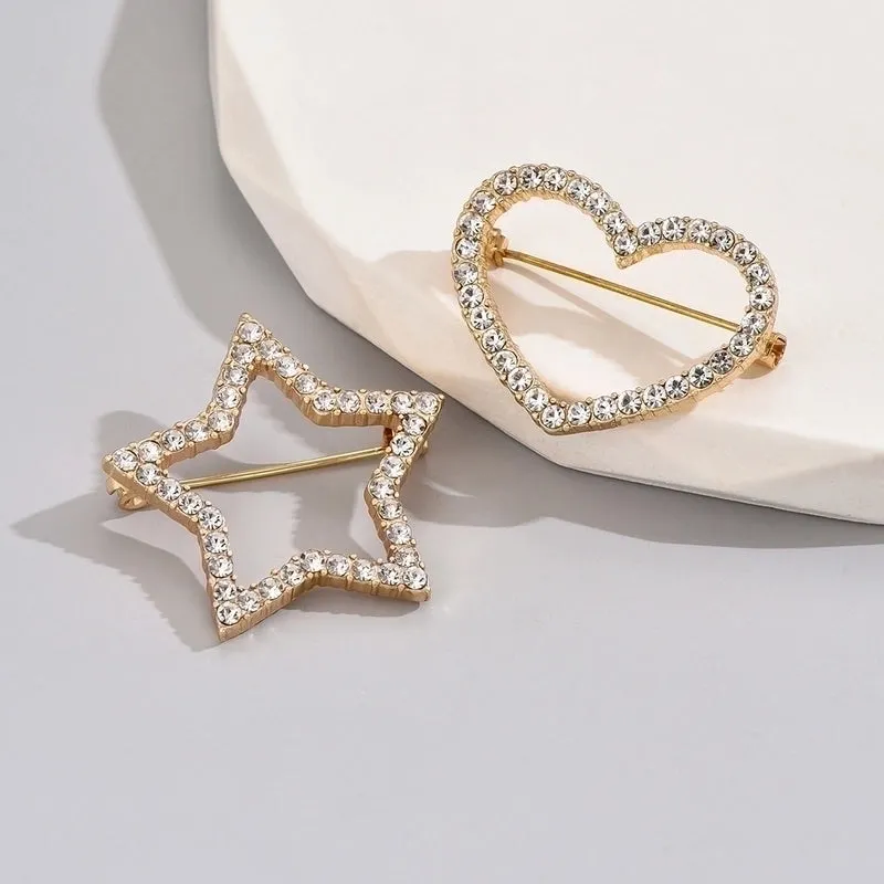 Elegant Simple Style Star Heart Shape Rhinestone Inlay Rhinestones Women's Brooches 1 Piece