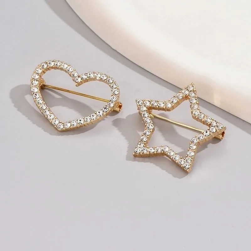 Elegant Simple Style Star Heart Shape Rhinestone Inlay Rhinestones Women's Brooches 1 Piece