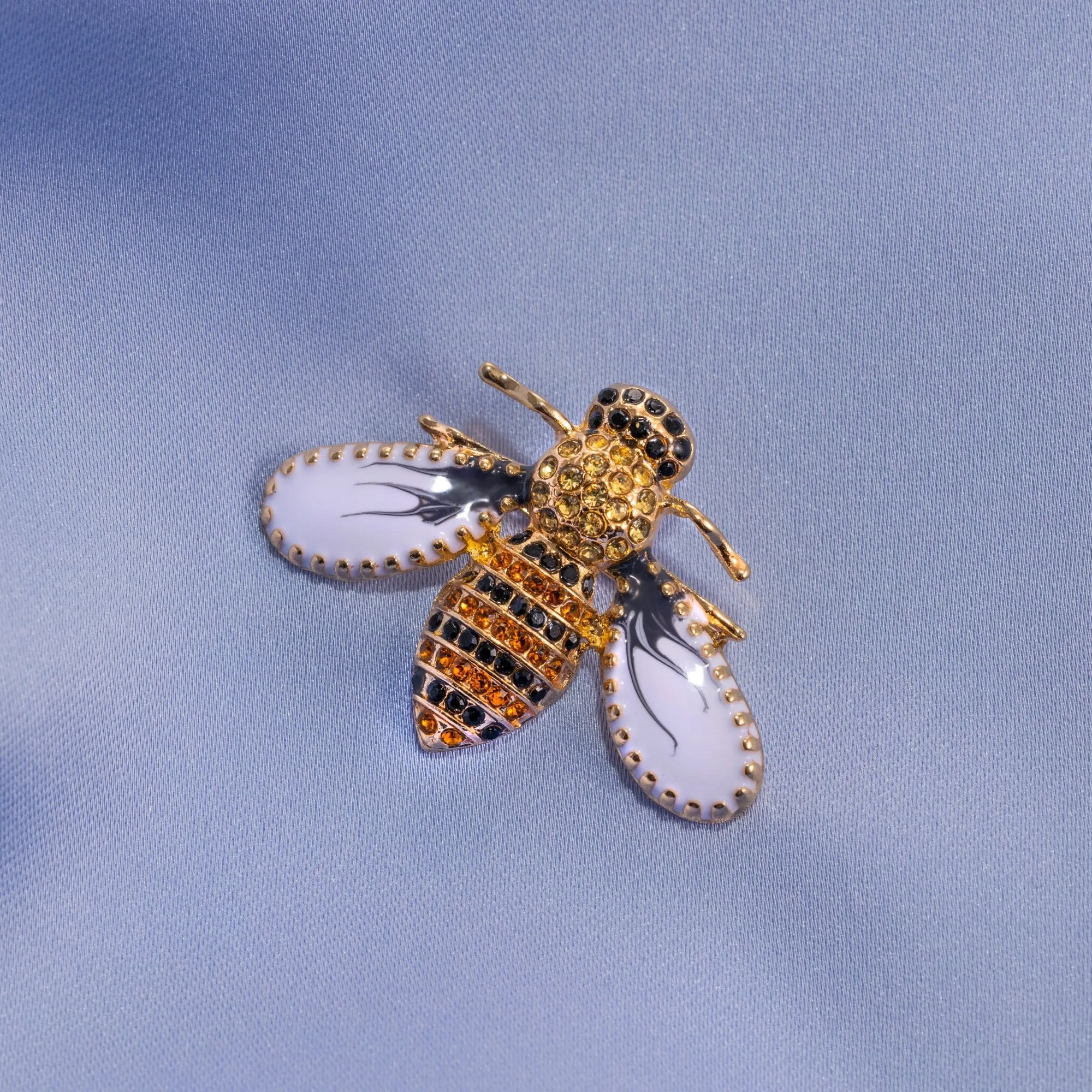 Enameled Bee Brooch with crystals