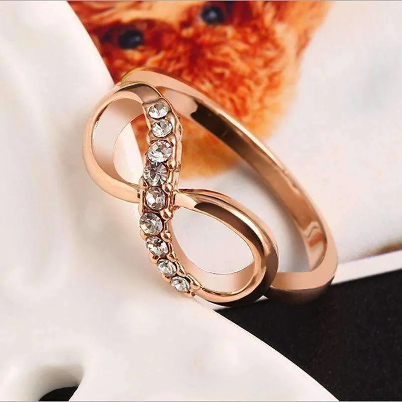 Endless Pink Pavé CZ Rose Gold Infinity Symbol Ring