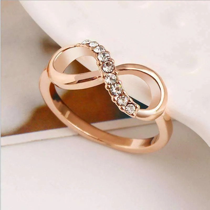 Endless Pink Pavé CZ Rose Gold Infinity Symbol Ring