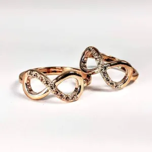 Endless Pink Pavé CZ Rose Gold Infinity Symbol Ring