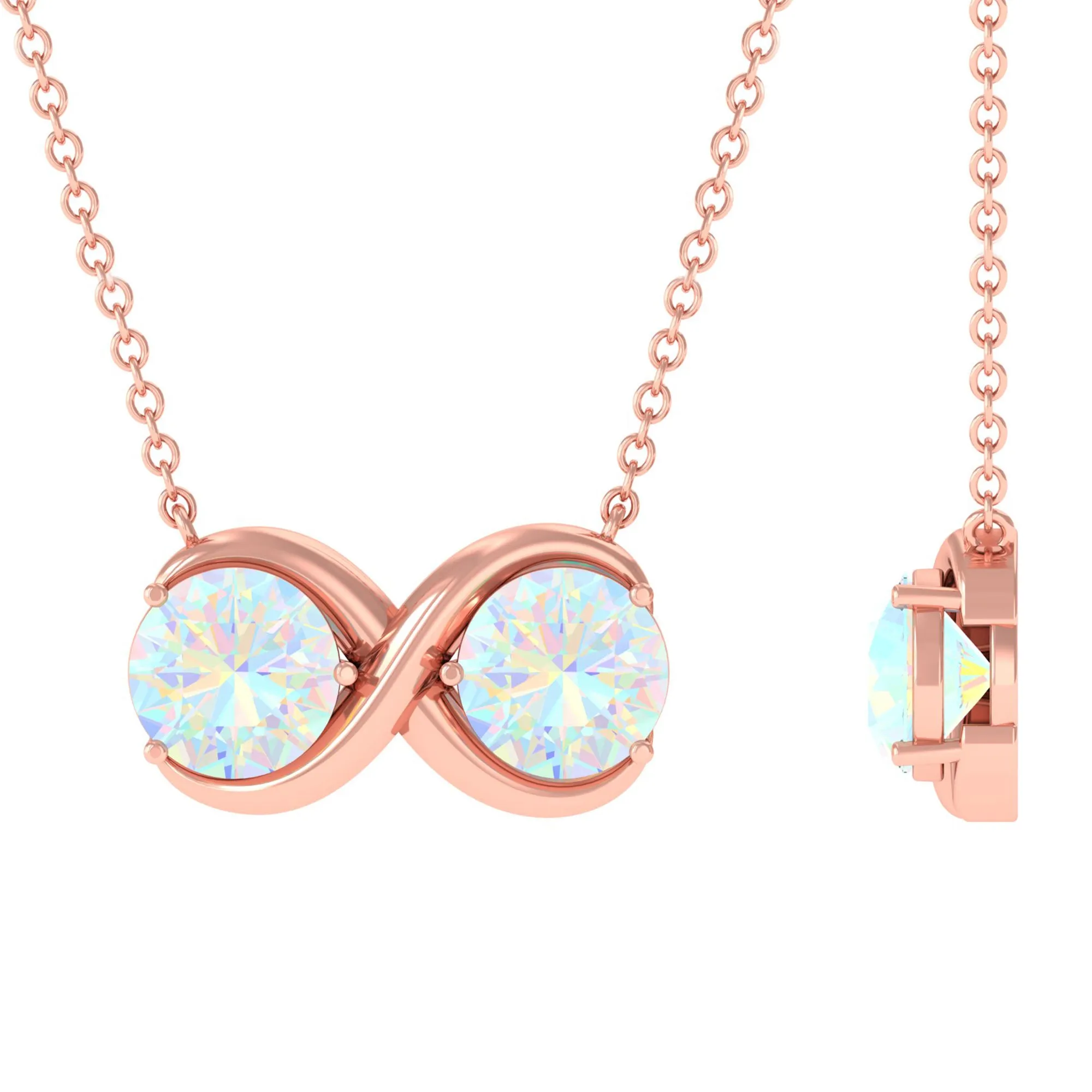 Ethiopian Opal Two Stone Infinity Pendant Necklace