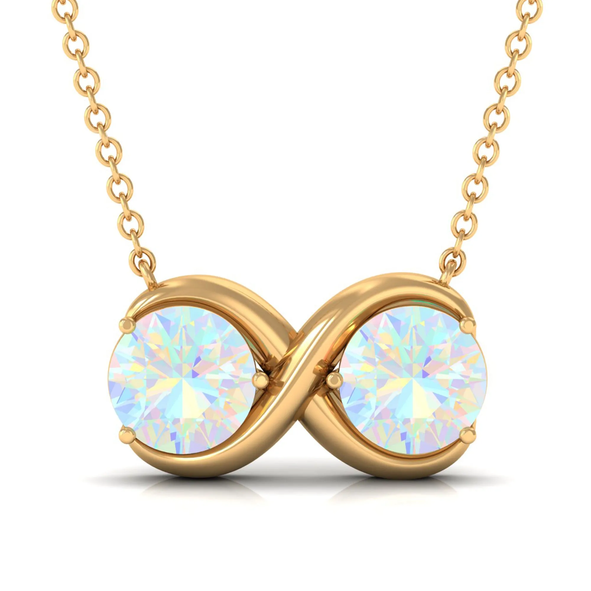 Ethiopian Opal Two Stone Infinity Pendant Necklace