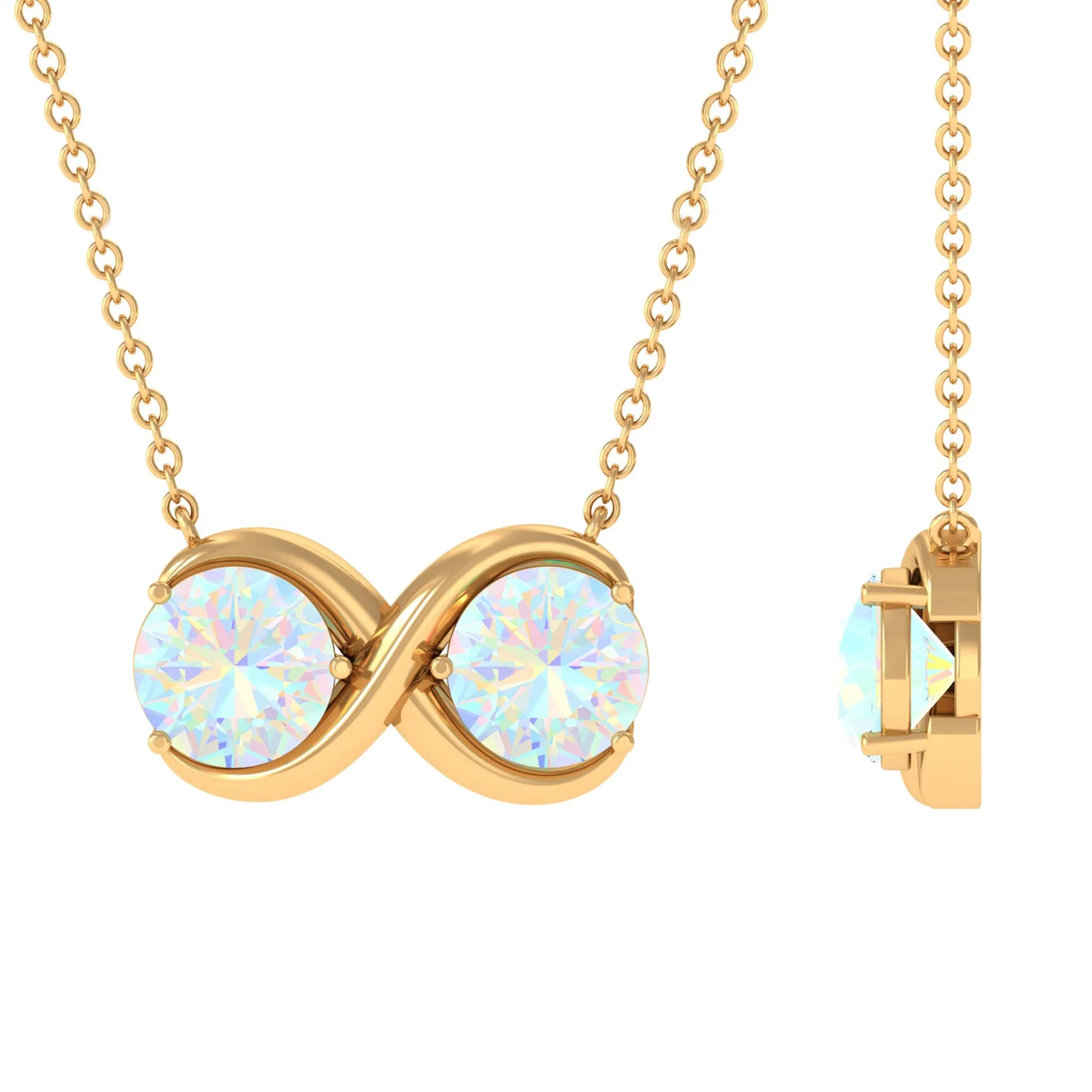 Ethiopian Opal Two Stone Infinity Pendant Necklace