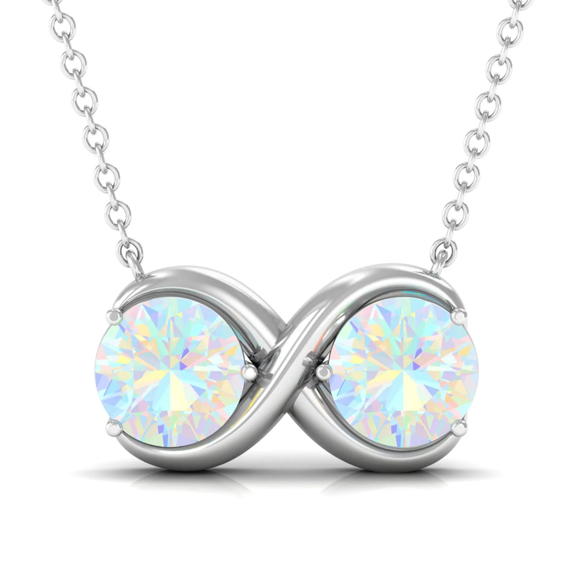 Ethiopian Opal Two Stone Infinity Pendant Necklace