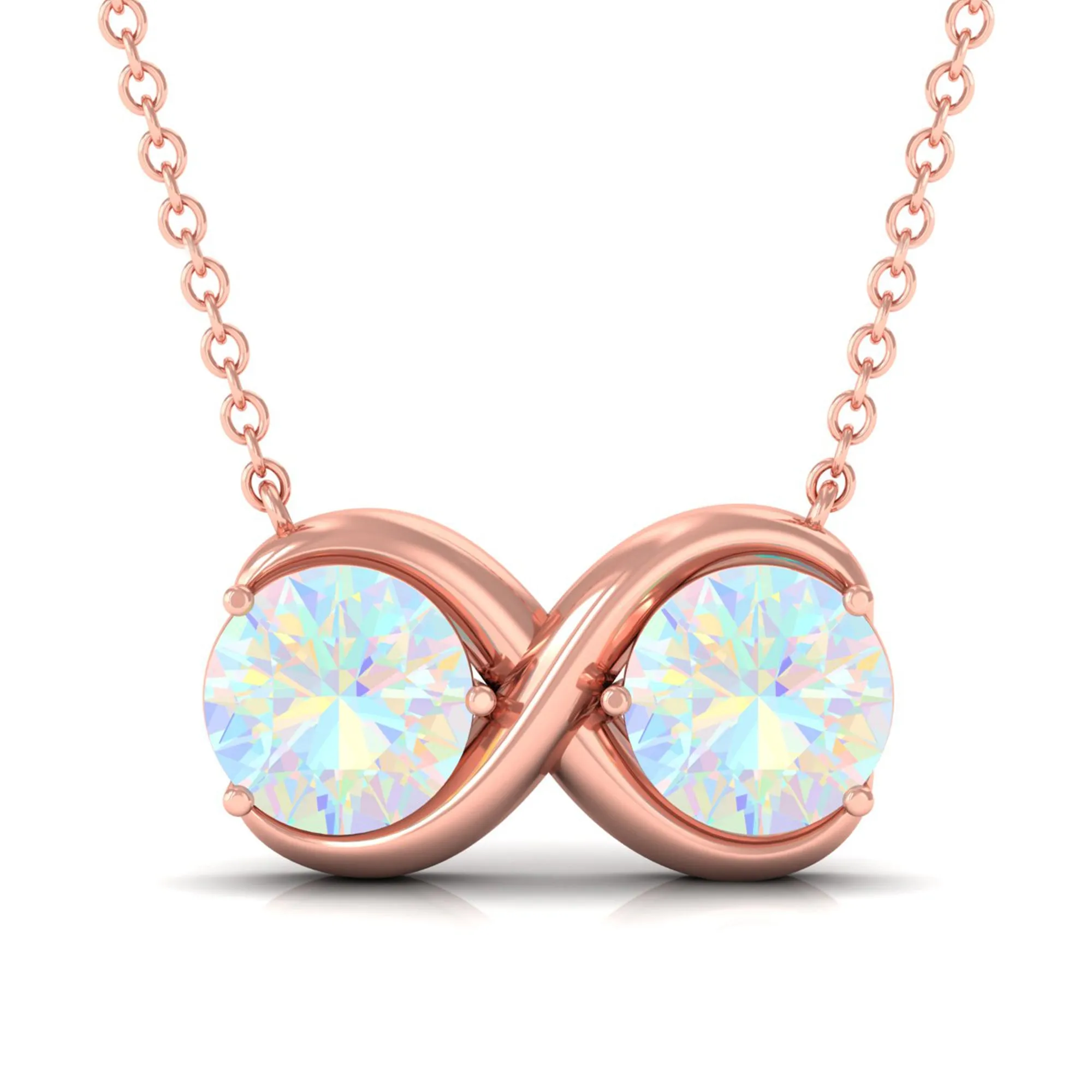 Ethiopian Opal Two Stone Infinity Pendant Necklace